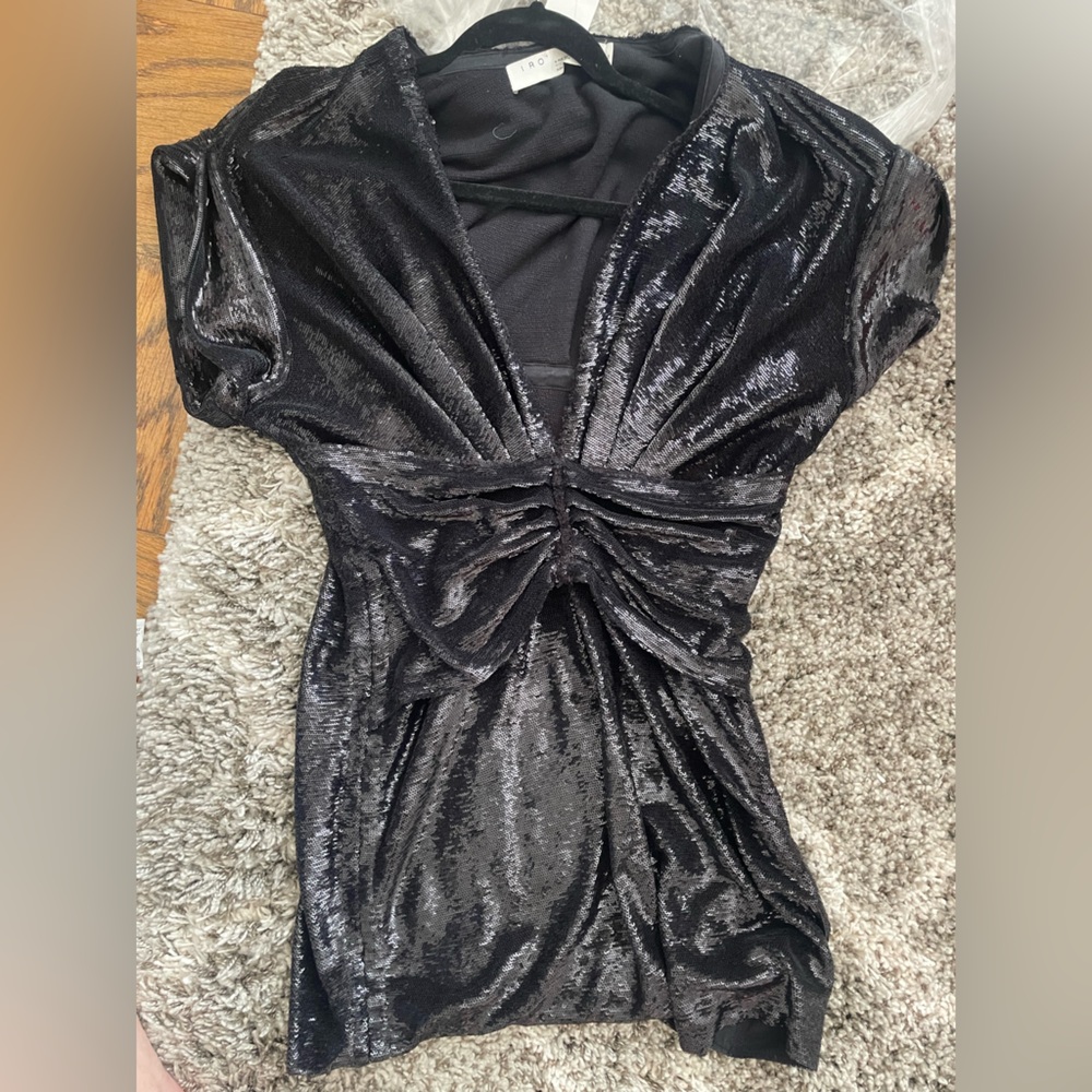 IRO Lilou black sequin mini dress